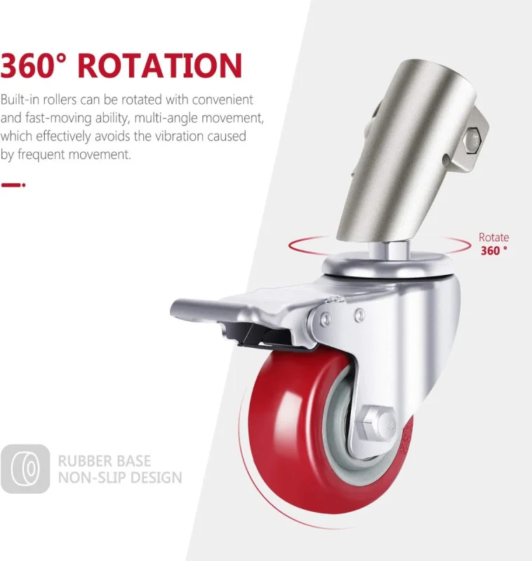 Neewer 3-Pack 75mm Diameter Swivel Caster Wheels for C-Stands - Image 4