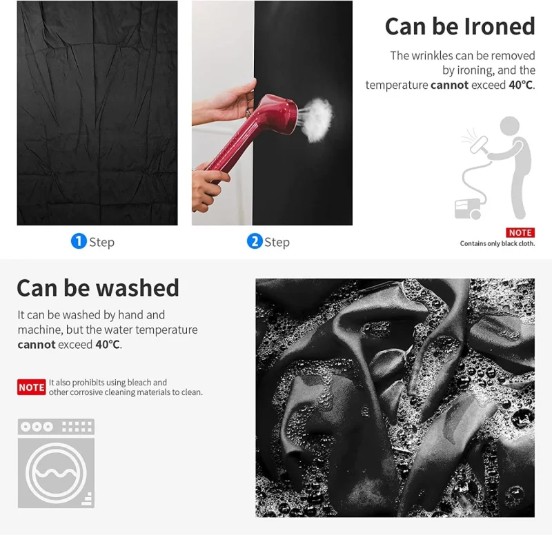 Neewer 3x3.6m Black Polyester Fabric Backdrop - Image 3