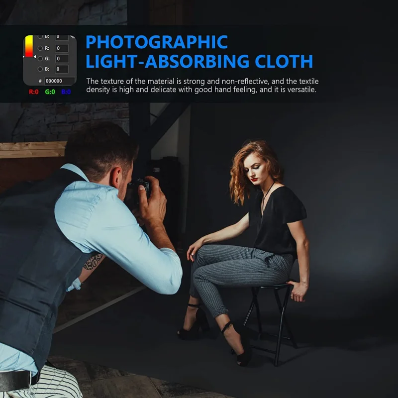 Neewer 3x3.6m Black Polyester Fabric Backdrop - Image 4