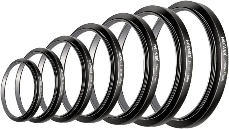 Neewer 8-Piece Anodized Aluminum Step-up Adapter Ring Set - Image 3