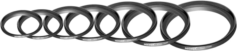 Neewer 8-Piece Anodized Aluminum Step-up Adapter Ring Set - Image 5