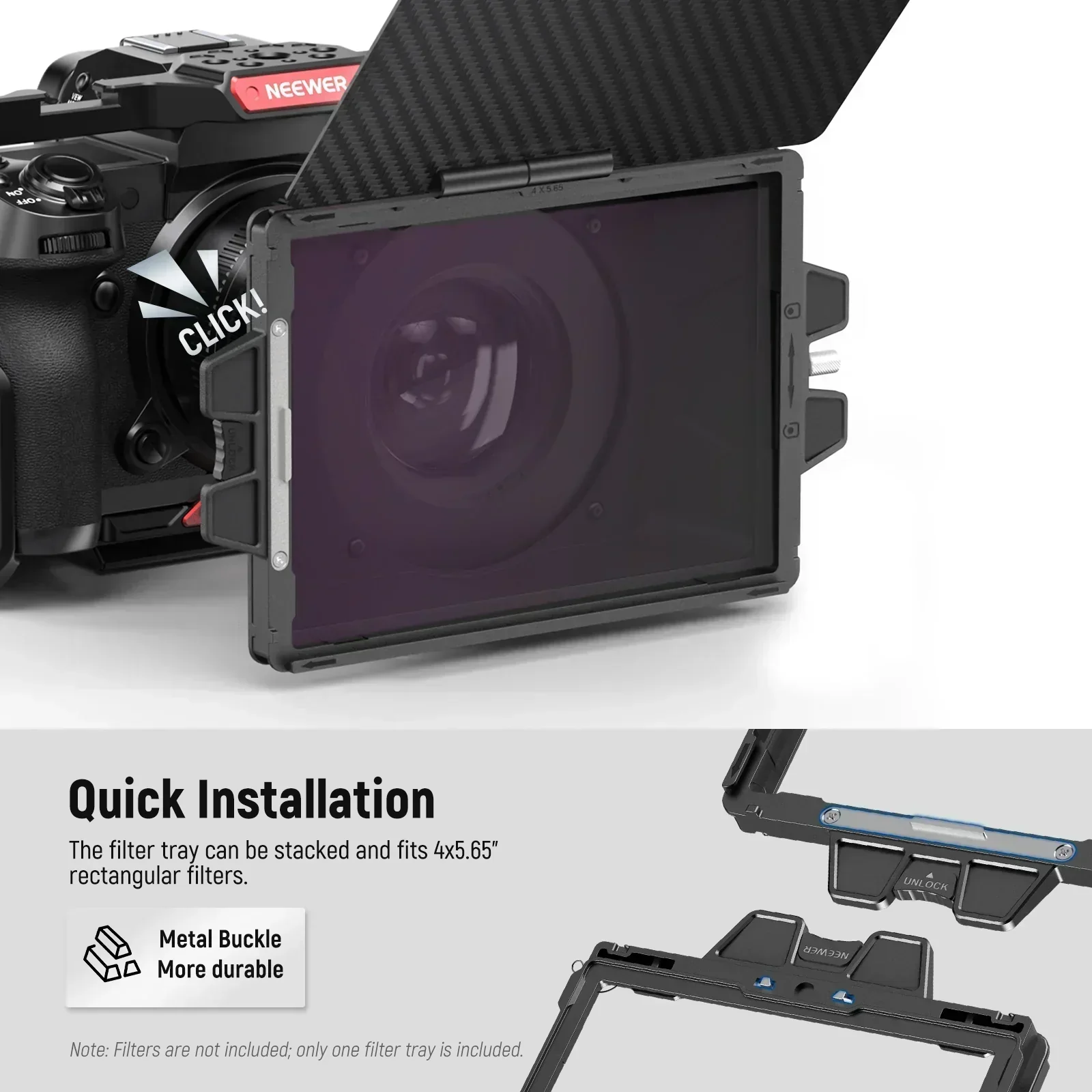 Neewer PG002 Mini Matte Box with a 4"x5.65" Filter Tray and Adapter Rings - Image 3