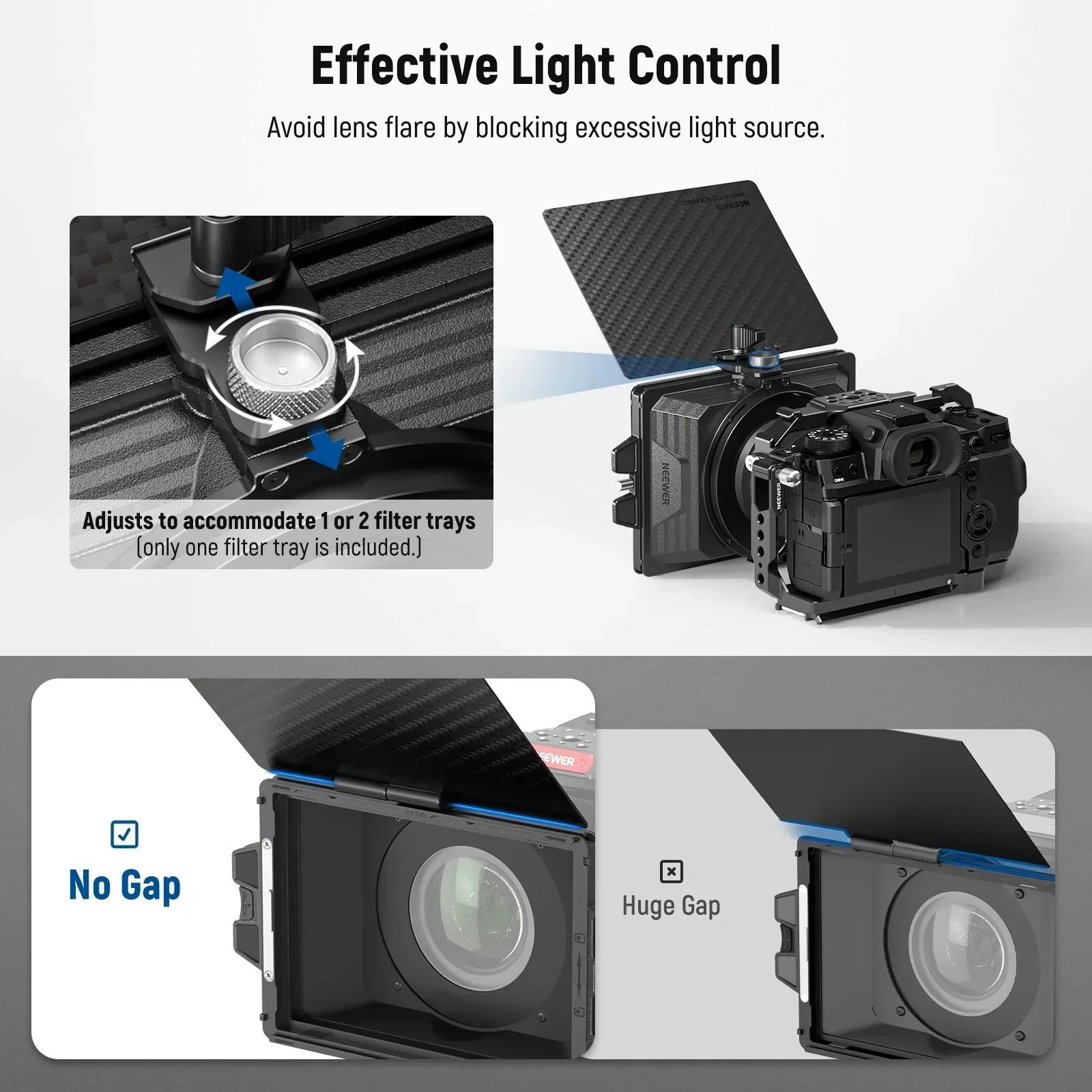 Neewer PG002 Mini Matte Box with a 4"x5.65" Filter Tray and Adapter Rings - Image 4