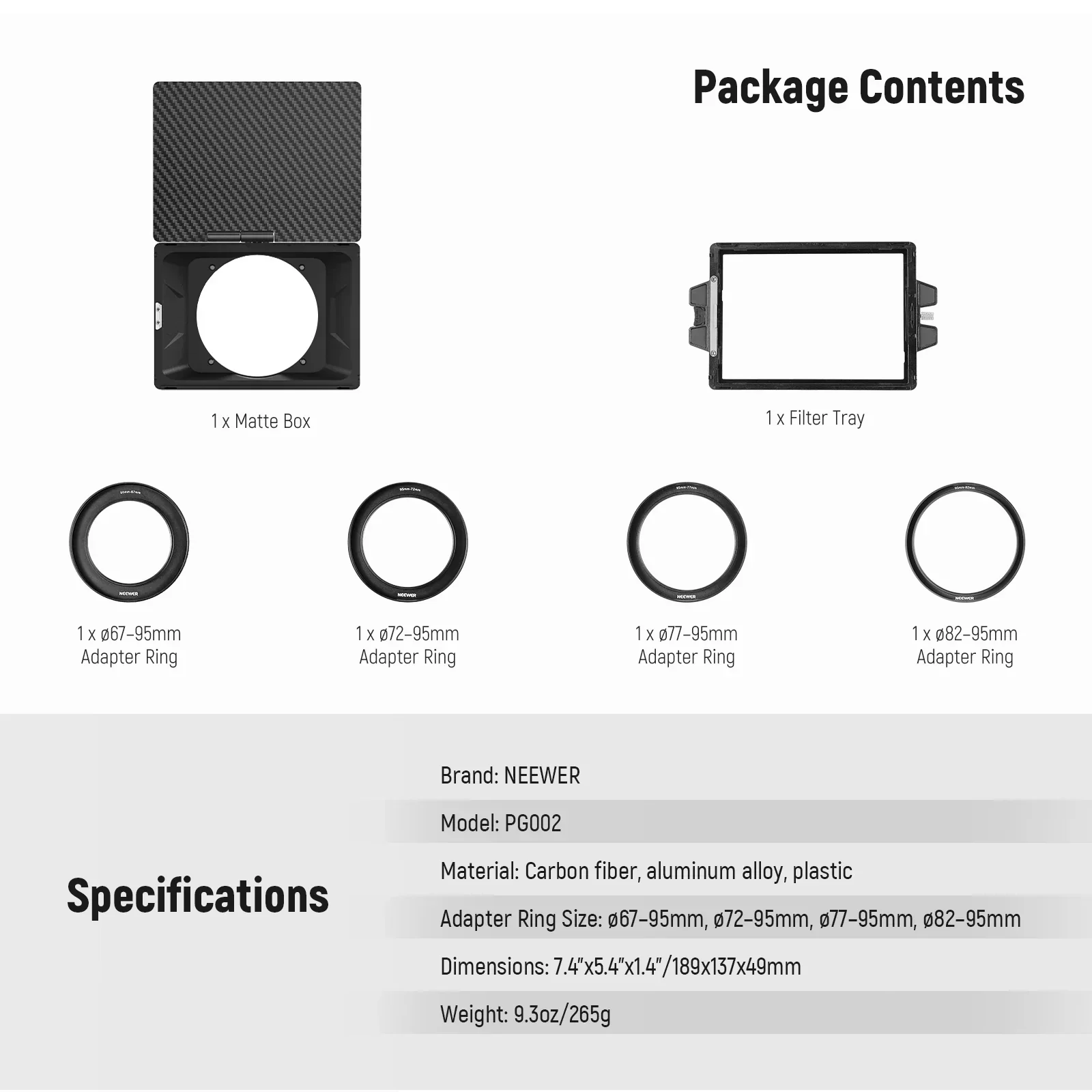 Neewer PG002 Mini Matte Box with a 4"x5.65" Filter Tray and Adapter Rings - Image 8