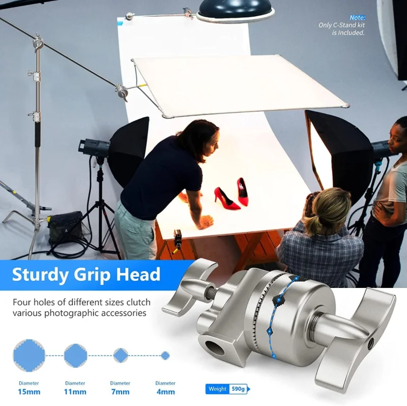 Neewer SC320 Heavy-Duty C-Stand with Arm Grip Heads & Removable Turtle Base - Image 10