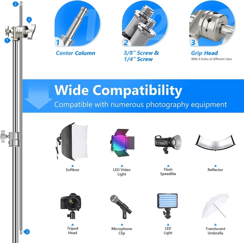 Neewer SC320 Heavy-Duty C-Stand with Arm Grip Heads & Removable Turtle Base - Image 11